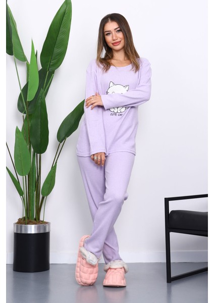 Lila Kışlık Pamuklu İnterlok Pijama Takımı fiyatları