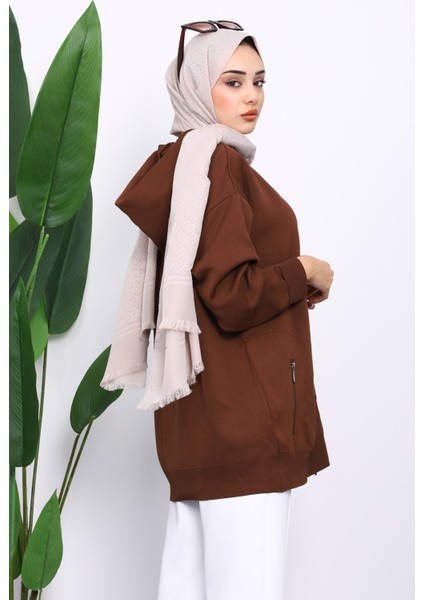 Kahverengi Çift Cepli Fermuarlı Triko Hırka fırsatları