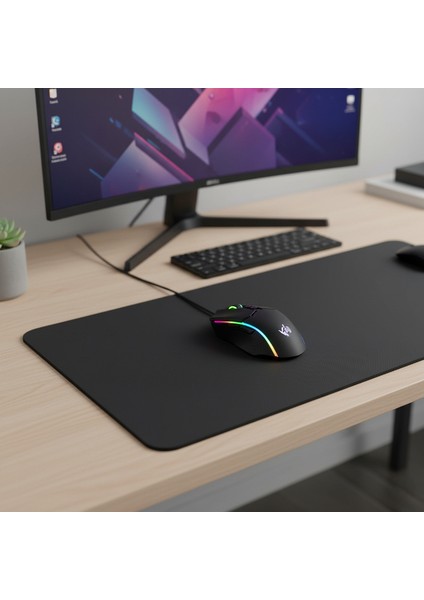Kaymaz Alt Tabanlı Siyah Mouse Pad 40x30 cm