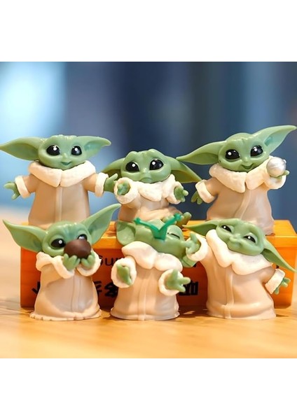 6 Lı Set Sevimli Bebek Yoda Ürün Koleksiyonu Dekoratif Hediyelik Eşya Biblo Masa Süsü
