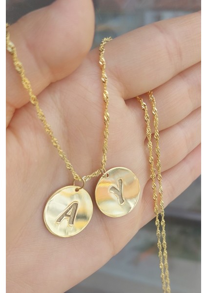 925 Ayar Gümüş 24 Ayar Altın Kaplama Harf Kolye