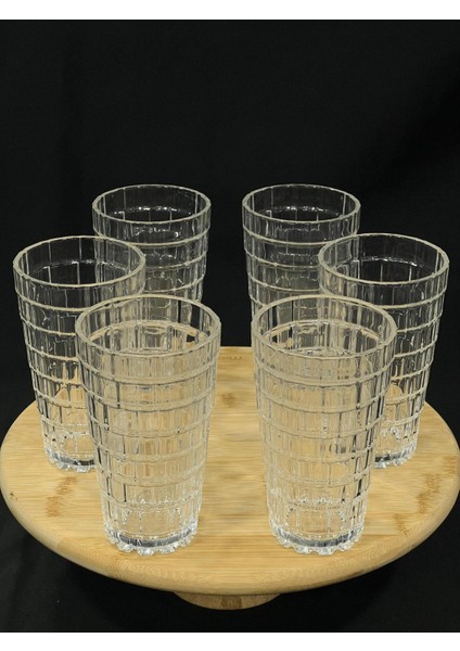 Kristal Işlemeli Uzun Cam Meşrubat Bardakları 6 Adet - Şık Desenli Su ve Içecek Bardakları fiyatları