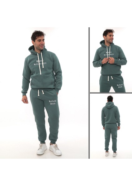 Petrol Şık Içi Polarlı Erkek Eşofman Takımı Paça Lastikli Cepli Kapüşonlu Nakış Detaylı Compact Takım indirimleri