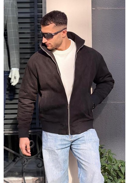 X-2021 Ribanalı Içi Kapitone Süet Mont