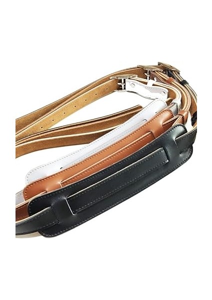 Deri ve Metal Toka Gitar Kayışı Ayarlanabilir Omuz Kemeri Vintage Gitar Askıları-Kahverengi indirimleri