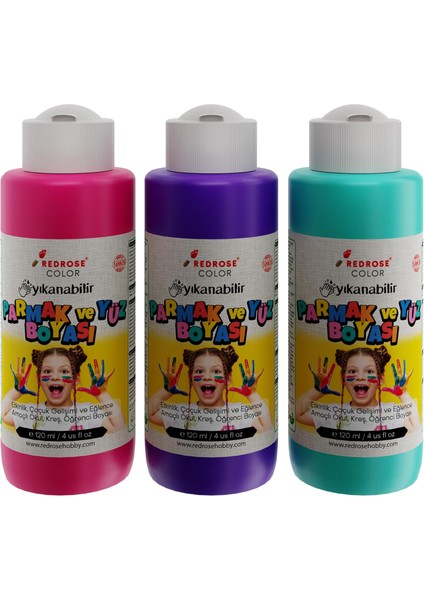 Rose Mor, Fuşya, Turkuaz Parmak 3'lü Set 3X120 ml