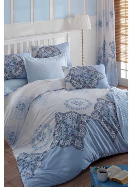 Çift Kişilik Ranforce Nevresim Takımı &#37;100 Pamuklu Şimal Mavi fiyatları