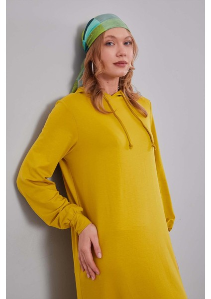 Fıstık Yeşili Kapuşonlu Gizli Cep Detaylı Elbise fiyatları