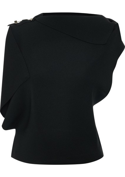 Volan Detaylı Triko Bluz 26W10870