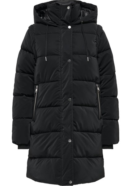 Kadın Onldıxıe Kapüşonlu Uzun Şişme Mont 15349120 Siyah