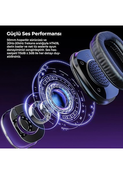 HT409 USB Kablolu Rgb LED Aydınlatmalı Mikrofonlu Kulak Üstü Gaming Kulaklık Siyah modelleri