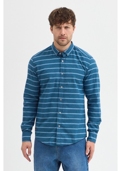 Kaşmir Karışımlı Dikey Çizgili Regular Fit Uzun Kollu Erkek Gömlek modelleri