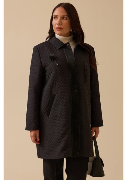 Kadın Büyük Beden Aksesuar Detaylı Kapitone Kap 4007 Siyah fiyatları