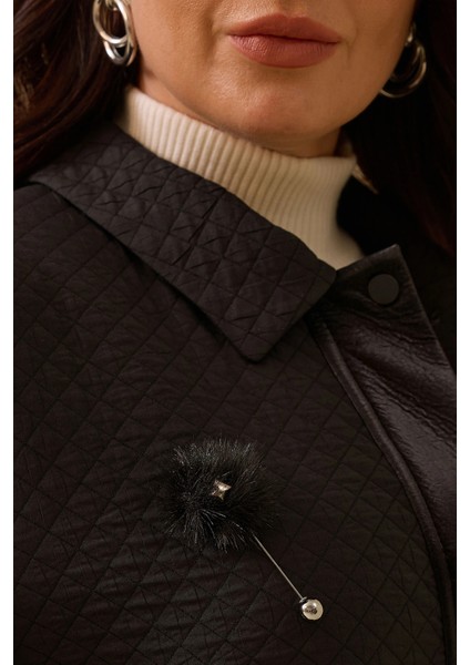 Kadın Büyük Beden Aksesuar Detaylı Kapitone Kap 4007 Siyah modelleri