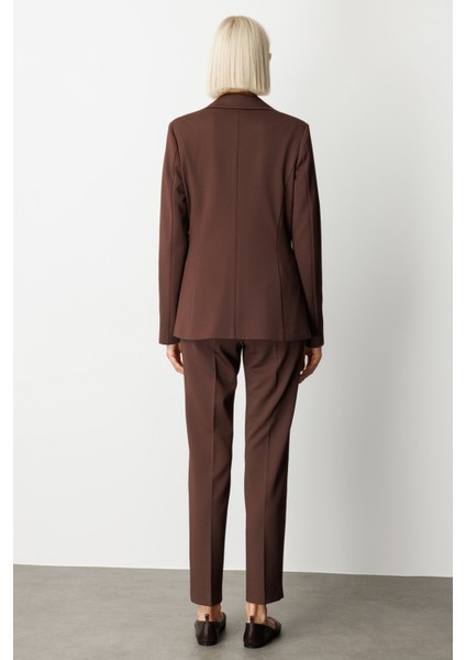 Kadın Cebi Armalı Süs Düğmeli Ceket 5033 Kahverengi fırsatları