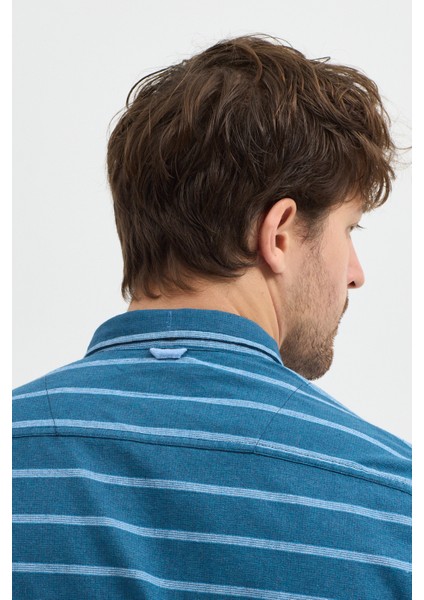 Kaşmir Karışımlı Dikey Çizgili Regular Fit Uzun Kollu Erkek Gömlek