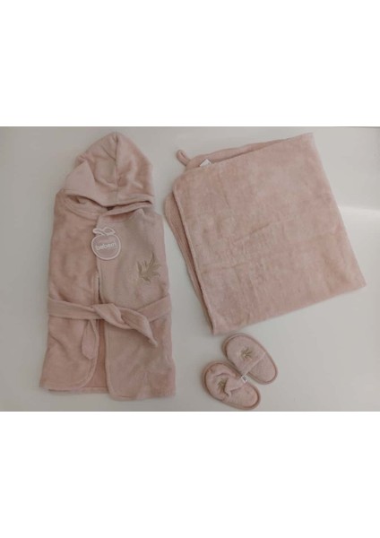 %100 Pamuk Bornoz Seti Pudra Pembe BBSS.PPMB.3980 fiyatları