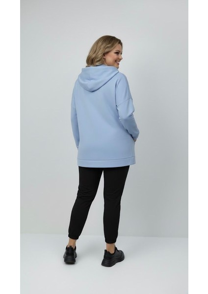 Kadın Büyük Beden Uzun Kollu Kapüşonlu Fermuar Detaylı Sweatshirt 2007 modelleri