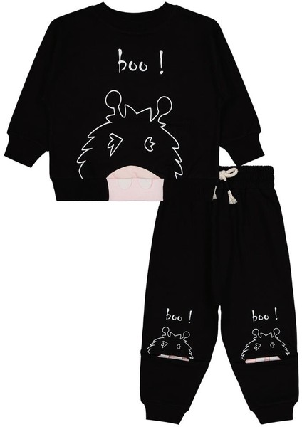 Boo Canavar Baskılı 2-5 Yaş Eşofman Takımı - Siyah 3-4 Yaş fırsatları