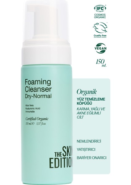 Organik Yüz Temizleme Köpüğü Hassas, Kuru, Normal Cilt 150 ml