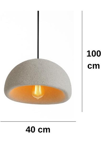 Luno Beton Görünümlü Avize | 40X100CM | E 27 Duy