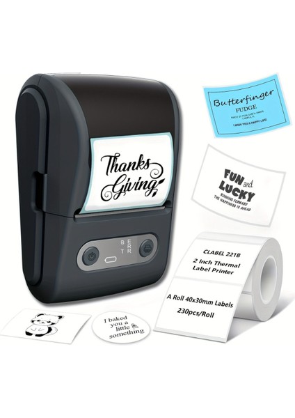 Siyah Kablosuz Portatif Etiket Yazıcısı
