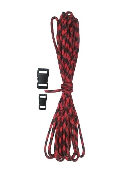 550 4mm 7 Çekirdek Outdoor Bileklik Çadır Kamp Ipi 5 Metre Kırmızı-Siyah Kamuflaj