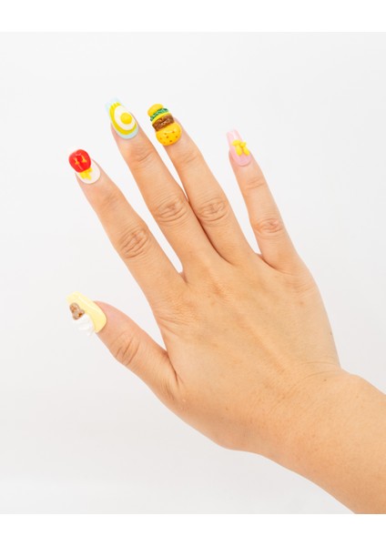 10'lu Renkli Orta Balerin TT1442 Tekrar Kullanılabilir El Yapımı Protez Takma Tırnak - Renkli-S indirimleri