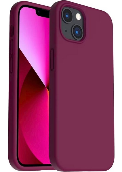 Apple iPhone 14 Uyumlu Silikon Kılıf - Pastel Renk Tonu Esnek Tam Koruma Kapak - Bordo