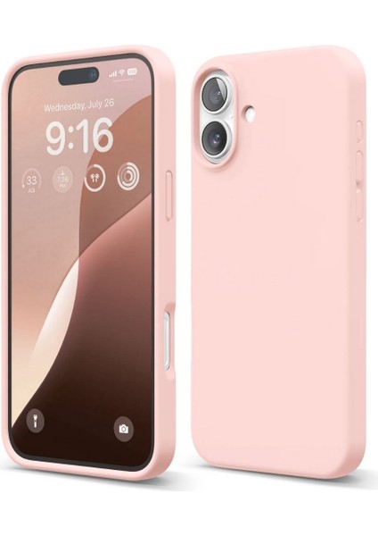 Apple iPhone 16 Plus Uyumlu Silikon Kılıf - Pastel Renk Tonu Esnek Tam Koruma Kapak - Pudra Pembe