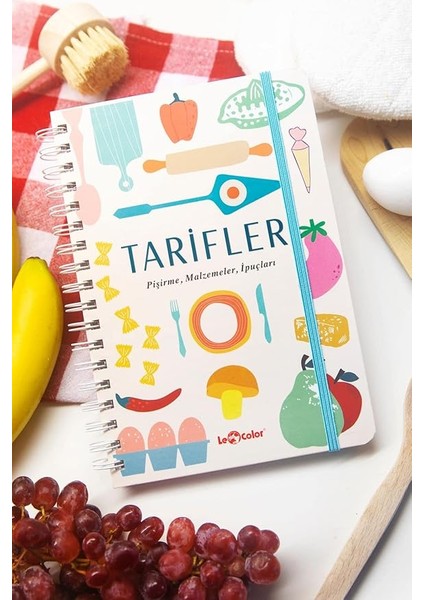 Color Yemek Tarif Defteri Görselli Spiralli Bej