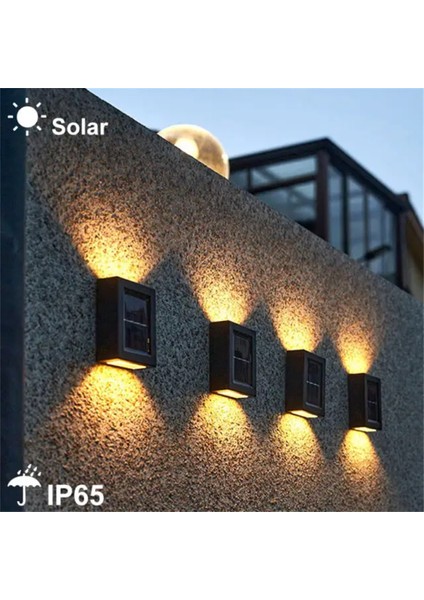 2 Adet Yeni Model Solar Çift Taraflı Duvar Lambası Güneş Enerjili Aydınlatma Dekorasyon Aplik Işık