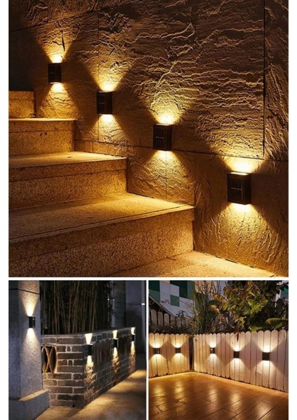 2 Adet Yeni Model Solar Çift Taraflı Duvar Lambası Güneş Enerjili Aydınlatma Dekorasyon Aplik Işık fiyatları