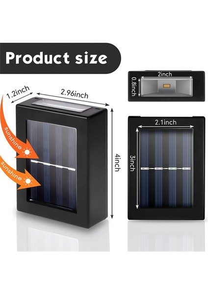 2 Adet Yeni Model Solar Çift Taraflı Duvar Lambası Güneş Enerjili Aydınlatma Dekorasyon Aplik Işık