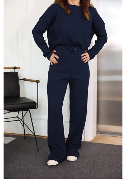 Kadın Fitilli Yüksek Bel Rahat Uzun Kollu Alt Üst Takım fiyatları