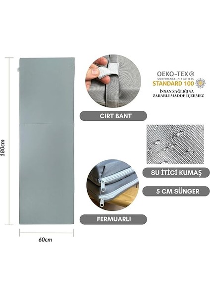 Taşınır Katlanır Şezlong Minderi Kamp Minderi Su Itici Kumaş Fermuarlı 5 Cm(Gri) modelleri