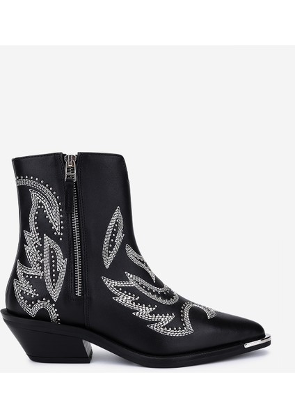 Kadın Hakiki Deri Siyah Western Bot 1072 9254 Bn Bot SK25-26 Sıyah Spr