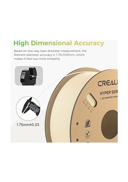 Resmi 3D Yazıcı Filament Hyper Pla Filament, Yüksek Hızlı Baskı, Dayanıklı ve Dayanıklı, Pürüzsüz, Çıkıntı Kalıcı Diional Doğruluk +/- 0,03 Mm, 2,2 Lb/makara, Cilt indirimleri