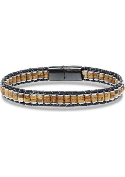 Odun Jasper & Hematit Çelik Örgülü Deri Bileklik 9592B22D8 fırsatları