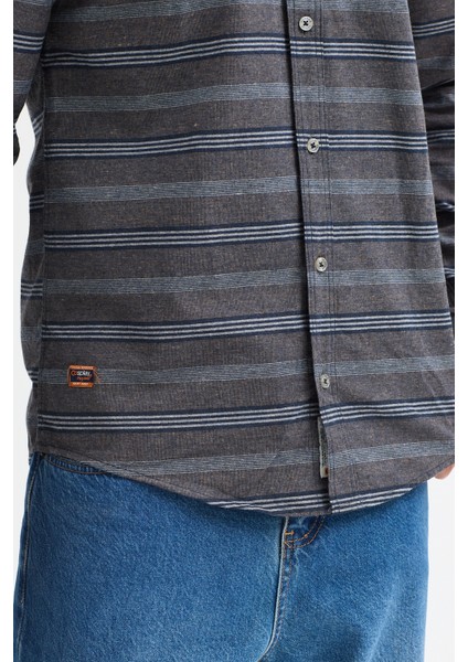 Regular Fit Pamuk Karışımlı Melanj Yatay Çizgili Düğmeli Yaka Gömlek indirimleri