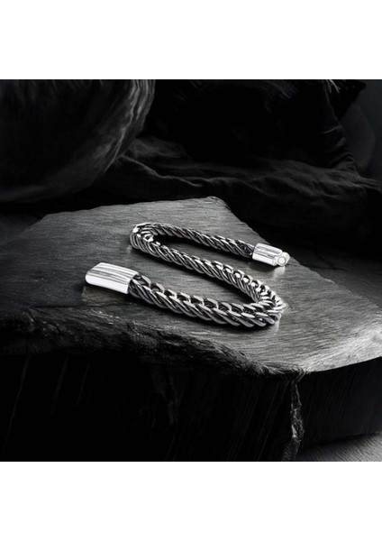 Çift Sıra Otantik Çelik Zincir Bileklik 9595B2D2