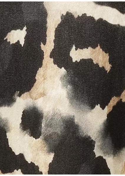 Kadın Büyük Beden Leopar Desen, V Yaka Cepli Elbise 65N39111