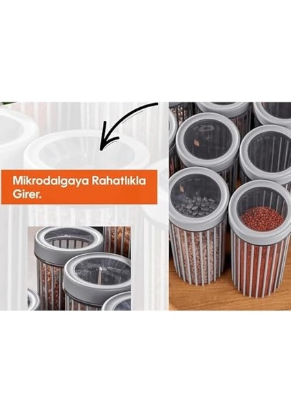 3&apos;lü Çevir Aç Kapak Kavanoz Plastik Saklama Kabı Seti, Büyük, Orta, Küçük, 3 Boy (Bej) fiyatları