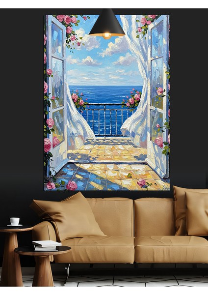 Deniz Manzaralı Sahil Evi Dekoratif Kanvas - Mdf Ahşap Tablo fiyatları