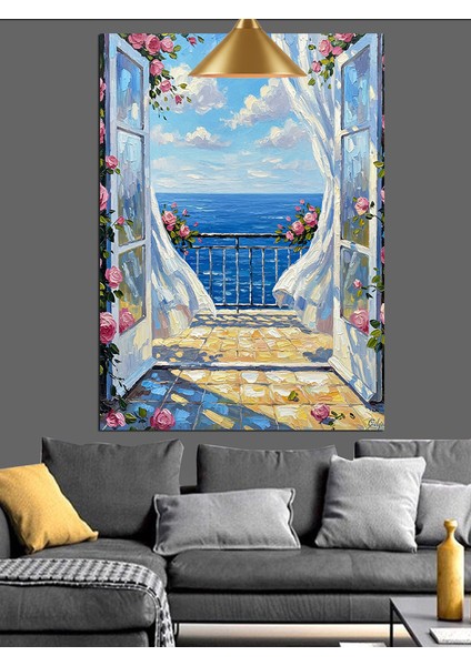 Deniz Manzaralı Sahil Evi Dekoratif Kanvas - Mdf Ahşap Tablo modelleri