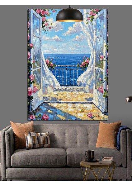 Deniz Manzaralı Sahil Evi Dekoratif Kanvas - Mdf Ahşap Tablo indirimleri