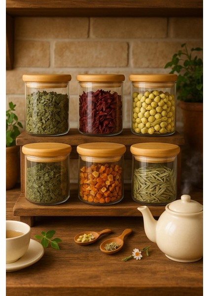 Noah Exclusıve Borosilikat Baharatlık 500 ml 6 Adet -(90 mm x 100 Mm)-Bambu Kapaklı-Sızdırmaz Silikonlu fırsatları