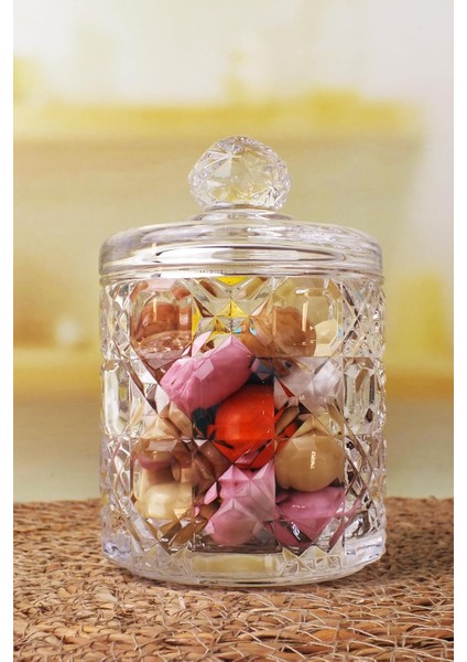 Lüx Büyük Cam Şekerlik & Cam, Kesme Cam Lüx Şekerlik 13CM*7.8CM - 06639