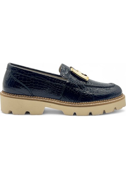 Harlow Acı Kahve Kroko Toka Detaylı Hakiki Deri Maskülen Kadın Loafer