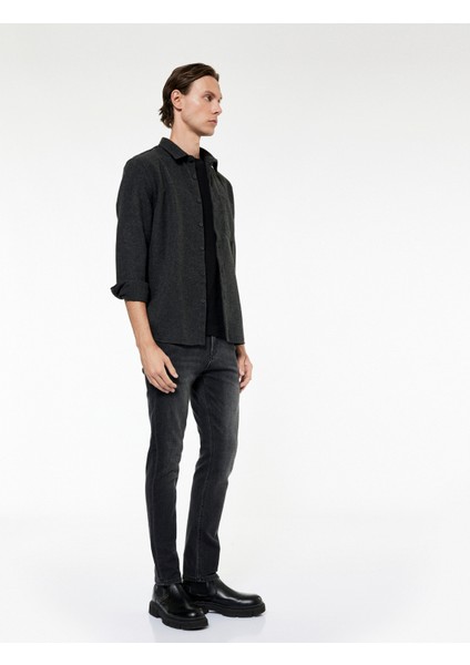 Slim Fit Jean Pantolon Erkekler İçin Beş Cepli Siyah Denim 32 Beden Kış Sezonu fiyatları